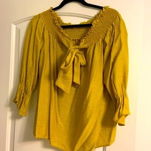 Mustard blouse (off shoulder) with tie back